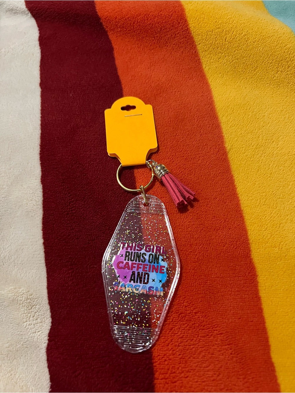 This Girl Runs On Caffeine & Sarcasm Keychain ✨ - Picture 3 of 4